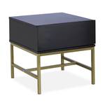 Table de nuit noire avec tiroir Noir - Doré - Bois manufacturé - Métal - 50 x 50 x 50 cm