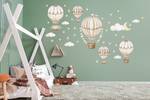 Wandsticker Ballons Wolken Sterne Beige - Braun - Grau - 120 x 60 x 60 cm