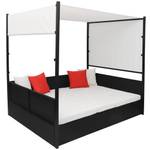 Gartenliege Schwarz - Metall - Polyrattan - 190 x 180 x 130 cm