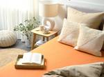 Drap housse JANBU Orange - Largeur : 200 cm