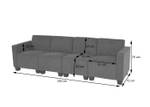 Modular 4-Sitzer Sofa Couch Moncalieri Grau