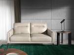 und grauem Leder 2-Sitzer-Sofa aus Stahl
