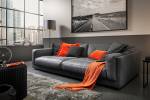 Big Sofa RAINA Anthrazit - Breite: 294 cm - Echtleder - Textil