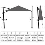 Parasol déporté 3x2m - Voyager T1 Gris