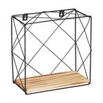 2-tlg. Set Wandregal Cube Schwarz - Braun - Holzwerkstoff - Metall - 25 x 25 x 12 cm