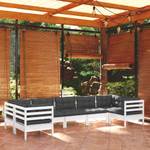 7-tlg. Garten-Lounge-Set mit Kissen Weiß Weiß