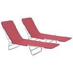 Lot de 2 chaises longues pliables Rouge - Métal - 182 x 25 x 56 cm