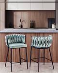 Tabouret de bar MILAN Noir - Vert - Textile - 58 x 88 x 54 cm