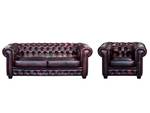 Couchgarnitur BRENTON 2er-Set Bordeaux