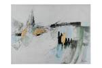 Tableau peint Abstractionist Landscape Gris - Vert - Bois massif - Textile - 100 x 75 x 4 cm