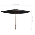 Parasol 3000440 Noir - Textile - 350 x 256 x 350 cm