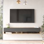 Meuble TV Laitila Anthracite - Imitation chêne rustique - Largeur : 180 cm