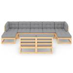 Garten-Lounge-Set (9-teilig) 3009738-2 Grau - Holz