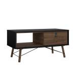 Table basse Rye Noir - En partie en bois massif - 102 x 50 x 48 cm