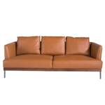 3-Sitzer-Sofa aus Leder mit Stahlbeinen Braun - Echtleder - Textil - 214 x 87 x 93 cm