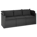 Gartensofa 3029485 (3er Set) Schwarz