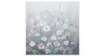 Tableau peint à la main Flowery Meadow Gris - Blanc - Bois massif - Textile - 60 x 60 x 4 cm