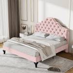 Polsterbett Mars Ⅵ Pink - Holzwerkstoff - Metall - Massivholz - Textil - Holzart/Dekor