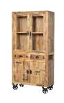 RUSTIC Vitrine Braun - Massivholz - Holzart/Dekor - 90 x 180 x 40 cm