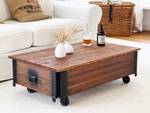 Couchtisch "Roosevelt" Holz mit Rollen Braun - Massivholz - 100 x 31 x 58 cm