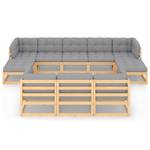 Garten-Lounge-Set (10-teilig) 3009745-2 Grau - Holz