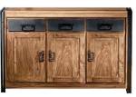 PANAMA Sideboard Schwarz - Braun - Metall - Massivholz - Holzart/Dekor - 140 x 90 x 40 cm