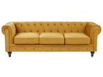 3-Sitzer Sofa CHESTERFIELD Schwarz - Senfgelb - Gelb - 201 x 70 x 75 cm - Textil