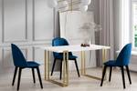 Ausziehbarer Tisch HORTEN Gold - Weiß - Holzwerkstoff - Metall - 140 x 76 x 80 cm