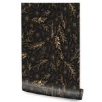 Tapete BLUMEN Blätter Natur im Boho-Stil Beige - Schwarz - Braun - Papier - Textil - 53 x 1000 x 1000 cm