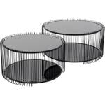 Tables basses Wire Double (lot de 2) Noir - Verre - 70 x 34 x 70 cm