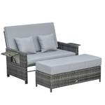 Rattan-Liege-Set 862-012GY Grau - Polyrattan - 72 x 96 x 130 cm