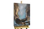 Tableau peint à la main Enchanted Spring Bleu - Bois massif - Textile - 60 x 90 x 4 cm