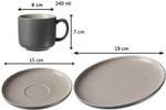 Kaffeeservice Jasper 12er Set Grau