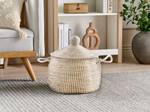 Corbeille MYTHO Beige - Bleu - Fibres naturelles - 35 x 37 x 35 cm