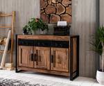 PANAMA Sideboard Schwarz - Braun - Metall - Massivholz - Holzart/Dekor - 140 x 90 x 40 cm