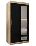 Armoire à portes coulissantes promo t2 Noir - Imitation chêne de Sonoma - Largeur : 100 cm - 2 porte