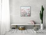 Acrylbild handgemalt Frühlingswiese Blau - Pink - Massivholz - Textil - 60 x 60 x 4 cm