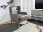 Ledergepolsterter Sessel Grau - Echtleder - Textil - 75 x 89 x 80 cm