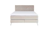 Lit boxspring SINDAR avec topper confort Beige - Noir - Largeur : 162 cm - Argenté