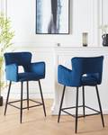 Tabouret de bar SANILAC Noir - Bleu - Bleu marine - Textile