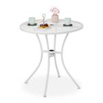 Table de jardin avec trou pour parasol Blanc - Métal - 70 x 72 x 70 cm