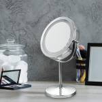 LED Make Up Spiegel Silber - Metall - 14 x 33 x 21 cm