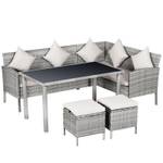 Gartenmöbel Set (5-tlg.) 860-093CW Grau - Weiß - Polyrattan - 60 x 75 x 142 cm