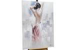 Tableau peint à la main Señorita Rose foncé - Blanc - Bois massif - Textile - 80 x 100 x 4 cm
