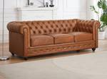 Couchgarnitur CHESTERFIELD 2er-Set Braun - Echtleder - 88 x 72 x 205 cm