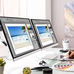 Dual Monitor Halterung weiß Schwarz - Weiß - Metall - Kunststoff - 24 x 55 x 61 cm