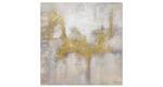 Tableau peint à la main Golden Wings Doré - Gris - Bois massif - Textile - 80 x 80 x 4 cm