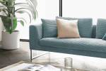 Sofa ARIAN Cord Metallkufe chrom Blau - Breite: 230 cm