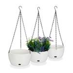 Blumenampeln mit Wasserspeicher 3er Set Schwarz - Weiß - Metall - Kunststoff - 29 x 67 x 29 cm