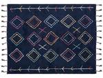 Tapis tressé CORUM Noir - Bleu - Rouge bourgogne - Blanc - Jaune - 160 x 160 x 230 cm